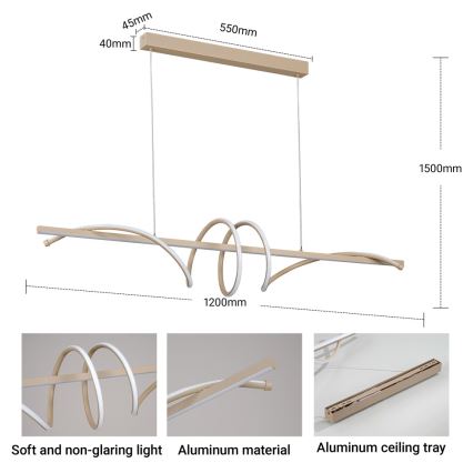 BRILAGI - LED-dimmbare Hängeleuchte an Seil SIGNATURE LED/50W/230V 3000-6000K 120 cm beige + Fernbedienung