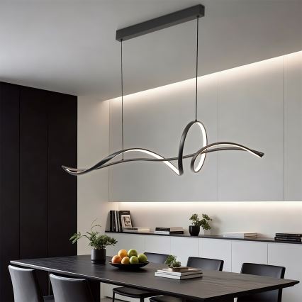 Brilagi - Dimmbare LED-Pendelleuchte an Seil SIGNATURE LED/55W/230V 3000-6000K 120x23 cm schwarz + Fernbedienung