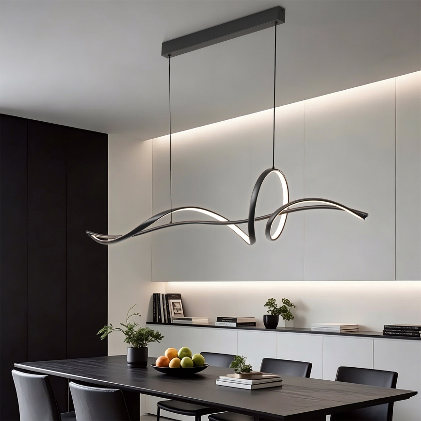 Brilagi - Dimmbare LED-Pendelleuchte an Seil SIGNATURE LED/55W/230V 3000-6000K 120x23 cm schwarz + Fernbedienung