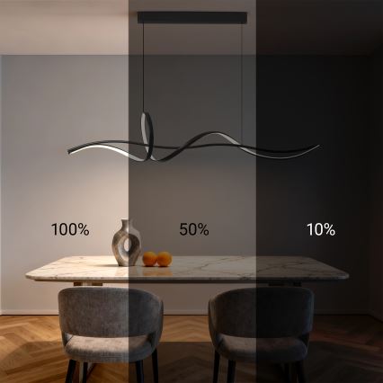 Brilagi - Dimmbare LED-Pendelleuchte an Seil SIGNATURE LED/55W/230V 3000-6000K 120x23 cm schwarz + Fernbedienung