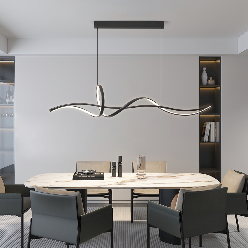 Brilagi - Dimmbare LED-Pendelleuchte an Seil SIGNATURE LED/55W/230V 3000-6000K 120x23 cm schwarz + Fernbedienung