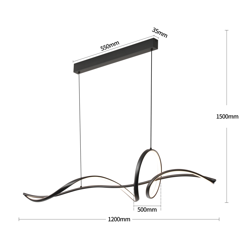 Brilagi - Dimmbare LED-Pendelleuchte an Seil SIGNATURE LED/55W/230V 3000-6000K 120x23 cm schwarz + Fernbedienung