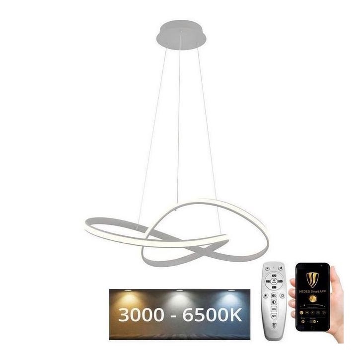 Brilagi - Dimmbare LED-Hängeleuchte an Schnur COSMOWAVE LED/70W/230V 3000-6500K silbern + Fernbedienung