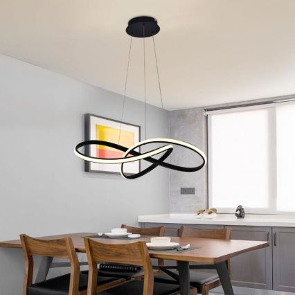 Brilagi - Dimmbare LED-Hängeleuchte an Schnur COSMOWAVE LED/70W/230V schwarz + Fernbedienung