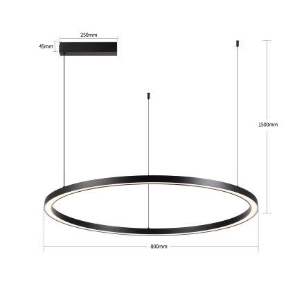 Brilagi - LED-dimmbarer Hängeleuchter mit Seilaufhängung PORTOFINO LED/60W/230V 3000-6000K Durchmesser 80 cm schwarz + Fernbedienung