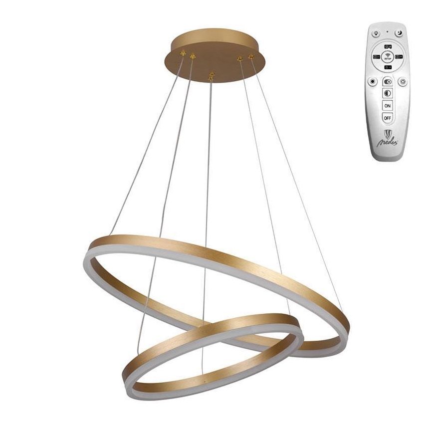 Brilagi - LED-dimmbare Pendelleuchte an Seil CIRCLE LED/70W/230V 3000-6500K Ø 60 cm gold + Fernbedienung