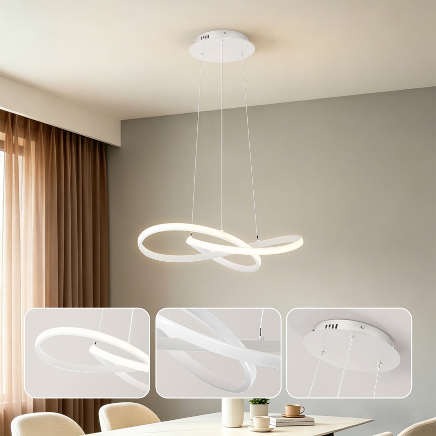 Brilagi - INFINITY LED dimmbare Pendelleuchte mit Seilaufhängung LED/55W/230V 3000-6000K 50x50 cm weiß + Fernbedienung