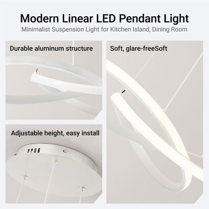 Brilagi - INFINITY LED dimmbare Pendelleuchte mit Seilaufhängung LED/55W/230V 3000-6000K 50x50 cm weiß + Fernbedienung