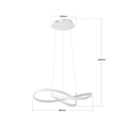 Brilagi - INFINITY LED dimmbare Pendelleuchte mit Seilaufhängung LED/55W/230V 3000-6000K 50x50 cm weiß + Fernbedienung