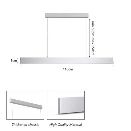 Brilagi - Dimmbare LED-Hängeleuchte SLIMLINE LED/40W/230V 3000-6000K silbern + Fernbedienung