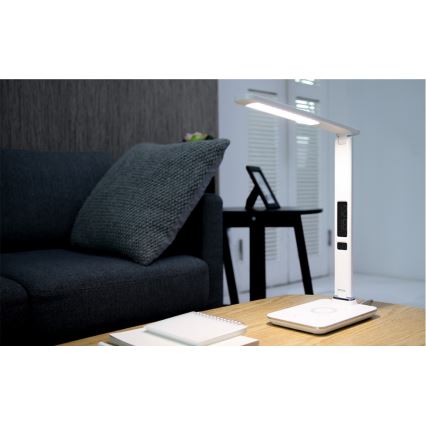 Brilagi - Dimmbare LED-Tischlampe mit kabelloser QI-Ladefunktion und USB REGINA LED/8,5W/230V weiß