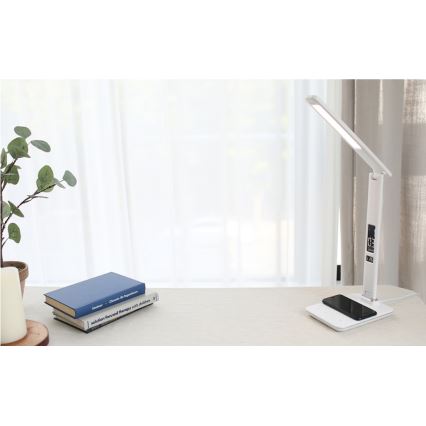 Brilagi - Dimmbare LED-Tischlampe mit kabelloser QI-Ladefunktion und USB REGINA LED/8,5W/230V weiß