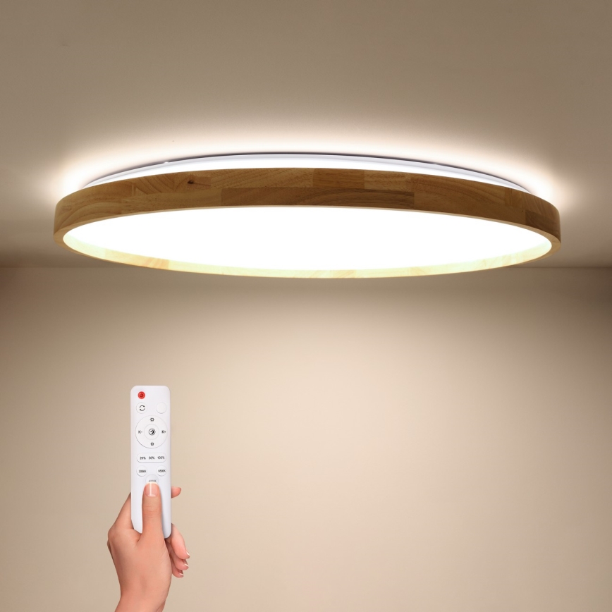 Brilagi - LED-dimmbare Deckenleuchte ALSON LED/72W/230V 3000-6500K Eiche, Durchmesser 78 cm + Fernbedienung