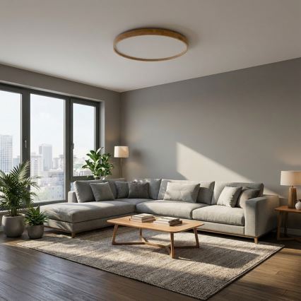 Brilagi - LED-dimmbare Deckenleuchte ALSON LED/72W/230V 3000-6500K Eiche, Durchmesser 78 cm + Fernbedienung