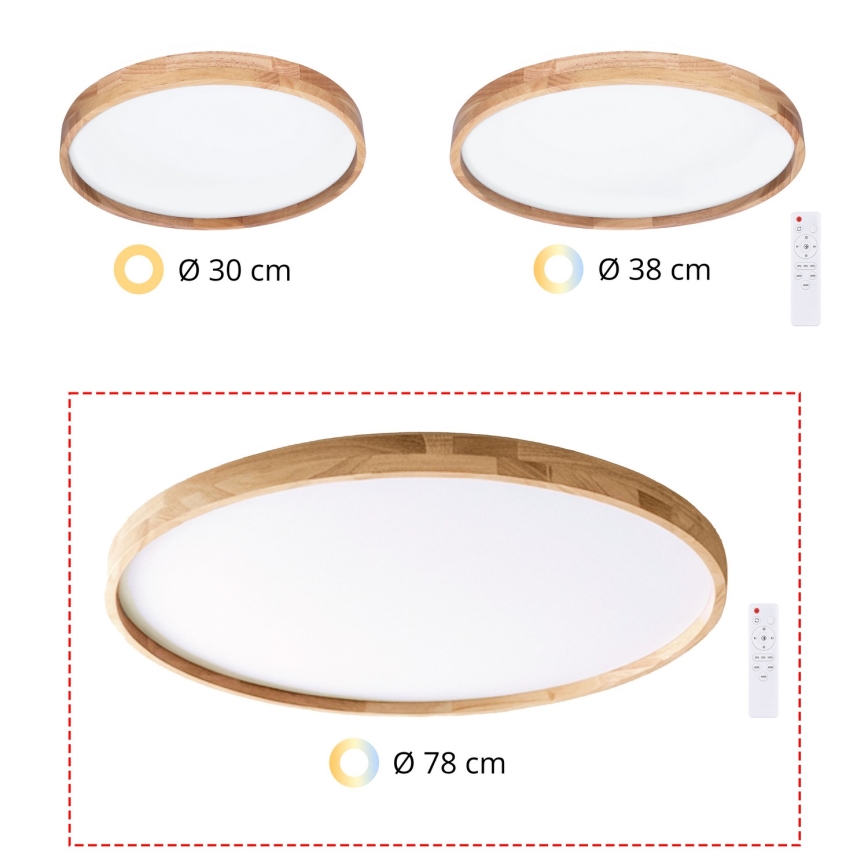 Brilagi - LED-dimmbare Deckenleuchte ALSON LED/72W/230V 3000-6500K Eiche, Durchmesser 78 cm + Fernbedienung