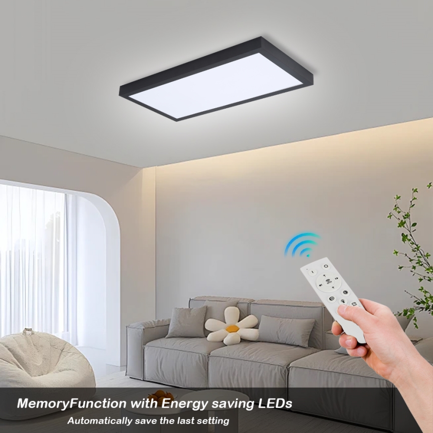 Brilagi - LED-dimmbare Badezimmer-Deckenleuchte FRAME SMART LED/30W/230V 30x60 cm 3000-6000K IP44 schwarz + Fernbedienung