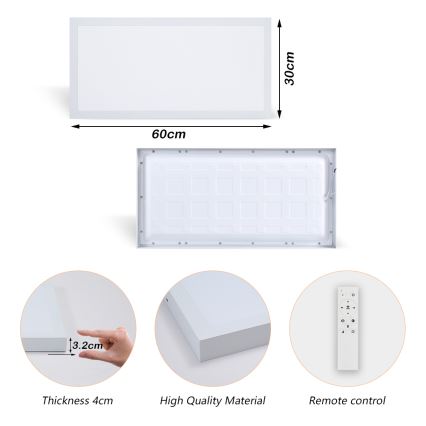 Brilagi - LED-dimmbare Badezimmer-Deckenleuchte FRAME SMART LED/30W/230V 30x60 cm 3000-6000K IP44 weiß + Fernbedienung
