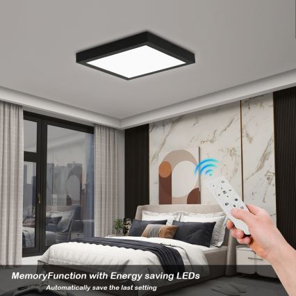 Brilagi - Dimmbare LED-Deckenleuchte für Badezimmer FRAME SMART LED/24W/230V 3000-6000K IP44 schwarz + Fernbedienung