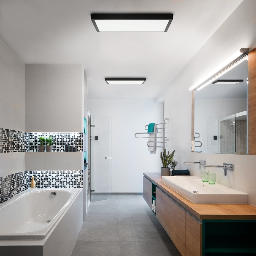 Brilagi - Dimmbare LED-Deckenleuchte für Badezimmer FRAME SMART LED/50W/230V 60x60 cm 3000-6000K IP44 schwarz + Fernbedienung