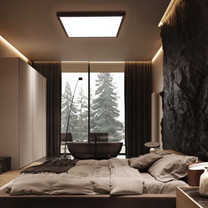 Brilagi - Dimmbare LED-Deckenleuchte für Badezimmer FRAME SMART LED/50W/230V 60x60 cm 3000-6000K IP44 schwarz + Fernbedienung