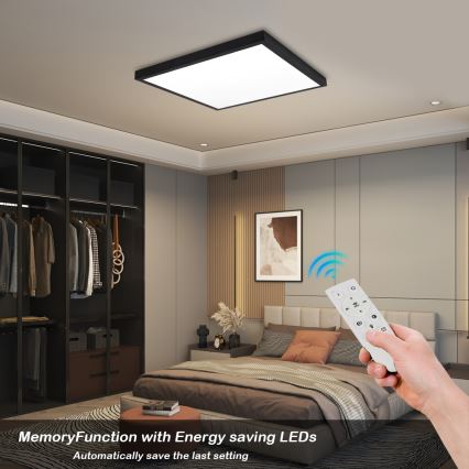 Brilagi - Dimmbare LED-Deckenleuchte für Badezimmer FRAME SMART LED/50W/230V 60x60 cm 3000-6000K IP44 schwarz + Fernbedienung