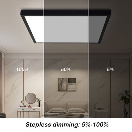 Brilagi - Dimmbare LED-Deckenleuchte für Badezimmer FRAME SMART LED/50W/230V 60x60 cm 3000-6000K IP44 schwarz + Fernbedienung