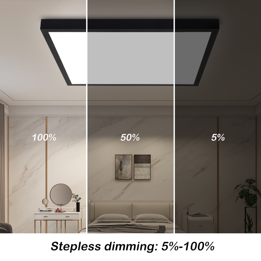 Brilagi - Dimmbare LED-Deckenleuchte für Badezimmer FRAME SMART LED/50W/230V 60x60 cm 3000-6000K IP44 schwarz + Fernbedienung