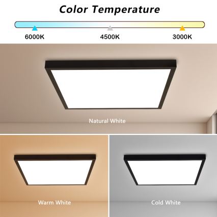 Brilagi - Dimmbare LED-Deckenleuchte für Badezimmer FRAME SMART LED/50W/230V 60x60 cm 3000-6000K IP44 schwarz + Fernbedienung