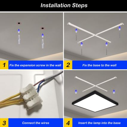 Brilagi - Dimmbare LED-Deckenleuchte für Badezimmer FRAME SMART LED/50W/230V 60x60 cm 3000-6000K IP44 schwarz + Fernbedienung