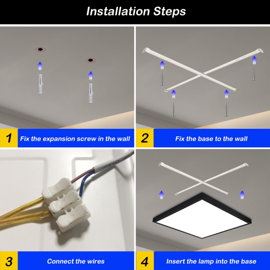 Brilagi - Dimmbare LED-Deckenleuchte für Badezimmer FRAME SMART LED/50W/230V 60x60 cm 3000-6000K IP44 schwarz + Fernbedienung