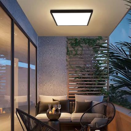 Brilagi - Dimmbare LED-Deckenleuchte für Badezimmer FRAME SMART LED/50W/230V 60x60 cm 3000-6000K IP44 schwarz + Fernbedienung