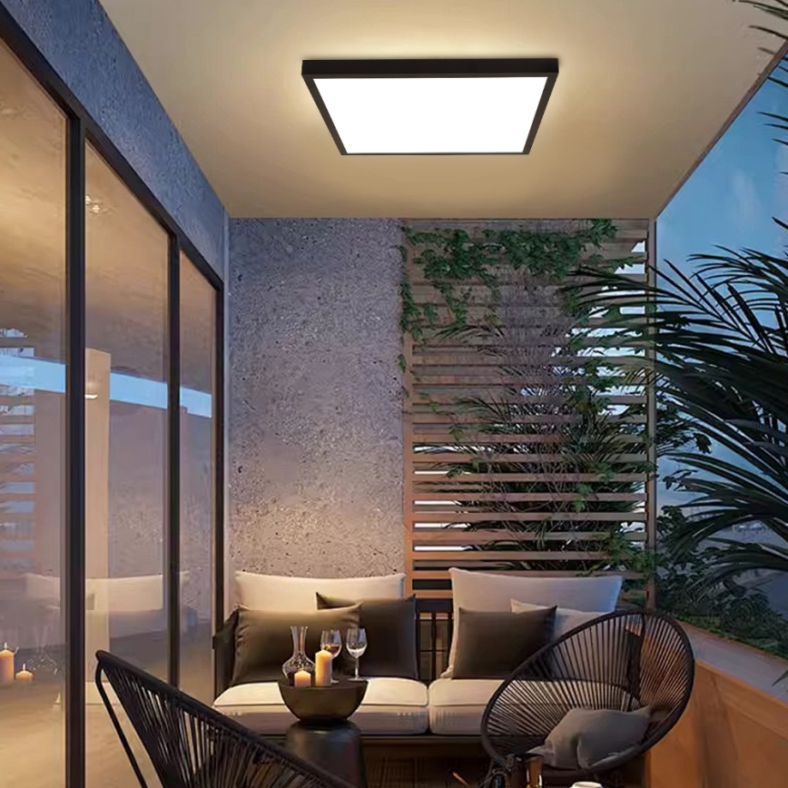 Brilagi - Dimmbare LED-Deckenleuchte für Badezimmer FRAME SMART LED/50W/230V 60x60 cm 3000-6000K IP44 schwarz + Fernbedienung