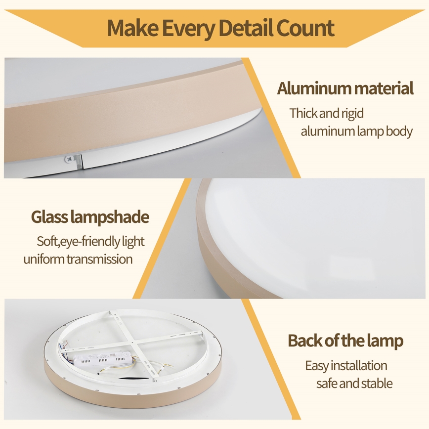 Brilagi - LED-dimmbare Deckenleuchte GLASS POOL DOUBLE LED/48W/230V 3000-6000K 40 cm beige + Fernbedienung