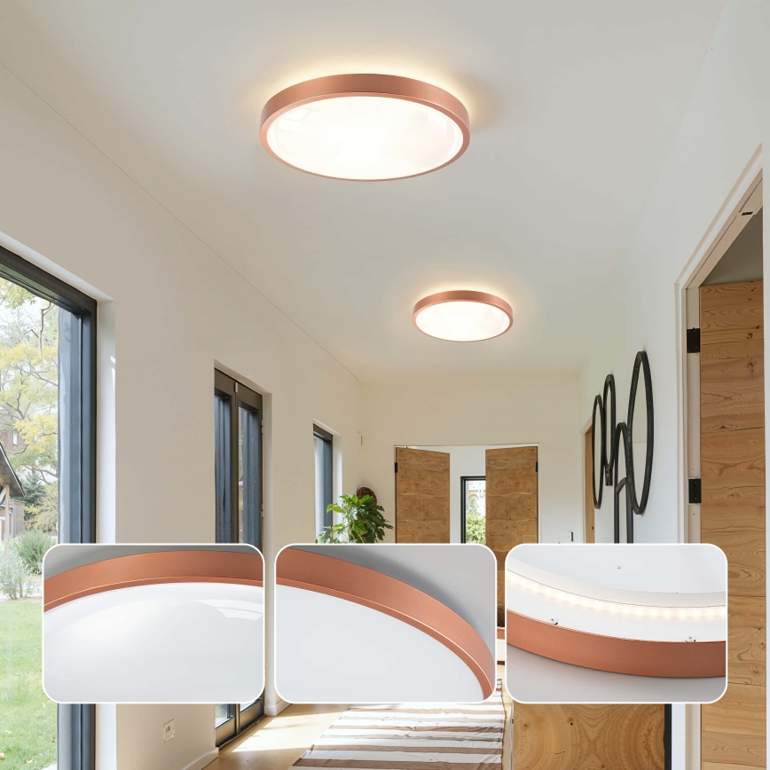 BRILAGI - LED dimmbare Deckenleuchte GLASS POOL DOUBLE LED/48W/230V Ø 40 cm kupferfarben + Fernbedienung