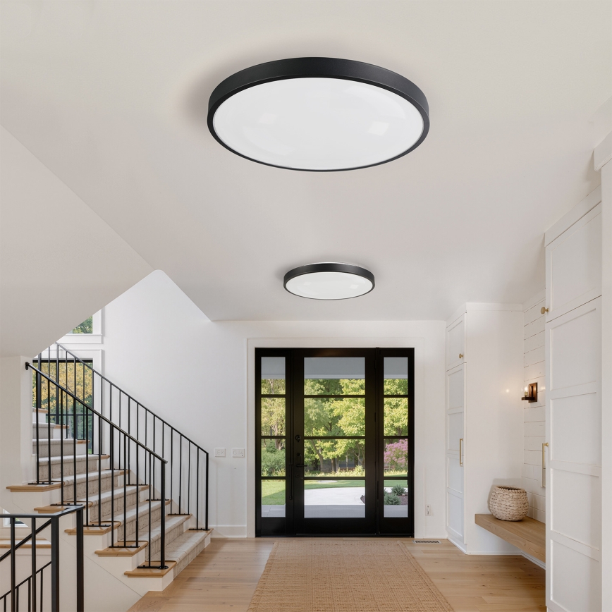 Brilagi - Dimmbare LED-Deckenleuchte GLASS POOL DOUBLE LED/80W/230V 3000-6000K 60 cm schwarz + Fernbedienung