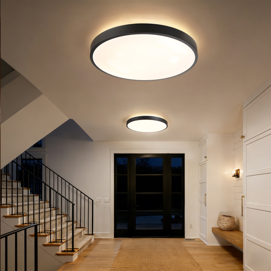 Brilagi - Dimmbare LED-Deckenleuchte GLASS POOL DOUBLE LED/80W/230V 3000-6000K 60 cm schwarz + Fernbedienung