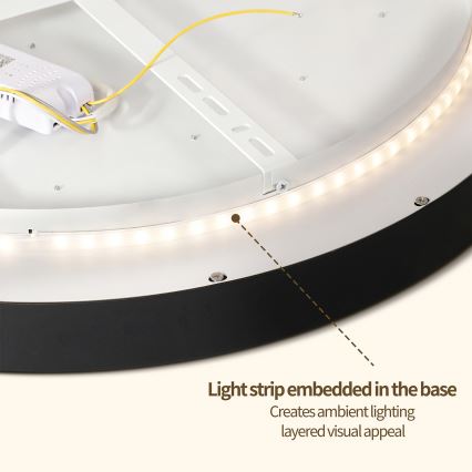 Brilagi - Dimmbare LED-Deckenleuchte GLASS POOL DOUBLE LED/80W/230V 3000-6000K 60 cm schwarz + Fernbedienung