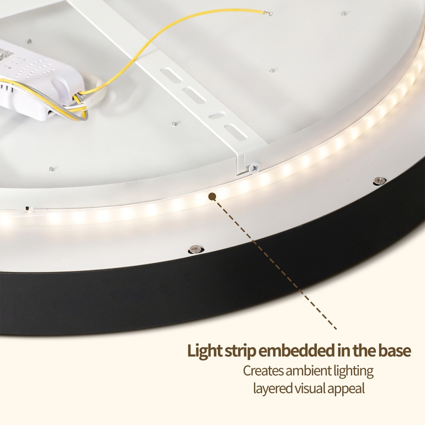 Brilagi - Dimmbare LED-Deckenleuchte GLASS POOL DOUBLE LED/80W/230V 3000-6000K 60 cm schwarz + Fernbedienung