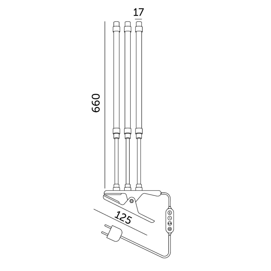 Brilagi - Dimmbare, flexible LED-Tischleuchte mit Klemme für die Pflanzenzucht VITABLOOM 3xLED/10W/230V schwarz