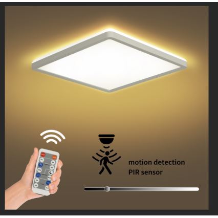 Brilagi - Dimmbare LED-Leuchte mit Bewegungs- und Dämmerungssensor ULTRA SLIM LED/18W/230V 30x30 cm + Fernbedienung