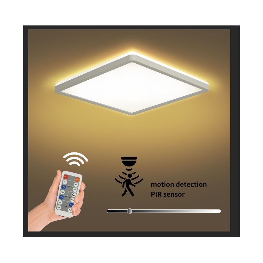 Brilagi - Dimmbare LED-Leuchte mit Bewegungs- und Dämmerungssensor ULTRA SLIM LED/18W/230V 30x30 cm + Fernbedienung