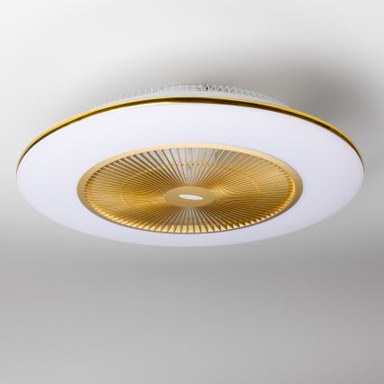 Brilagi - Dimmbare LED-Leuchte mit Ventilator AURA LED/38W/230V 3000-6000K golden + Fernbedienung