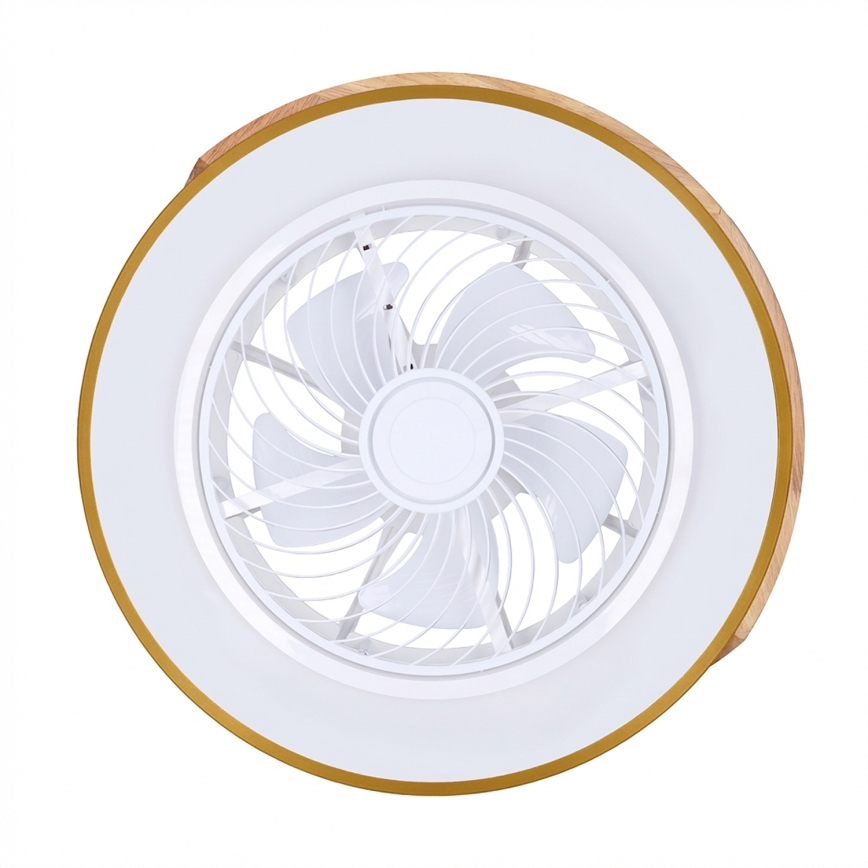 Brilagi - LED dimmbare Deckenleuchte mit Ventilator LED/38W/230V 3000-6500K 3000-6500K Ø 50 cm blau/Eiche + Fernbedienung