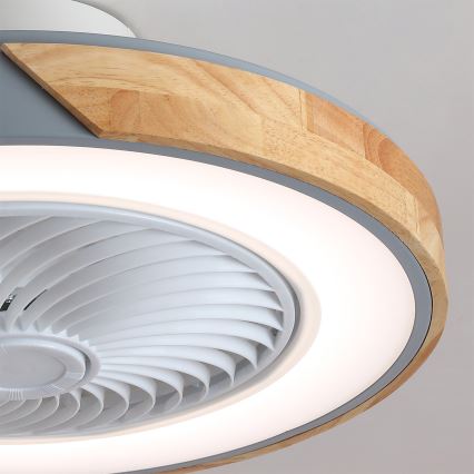 Brilagi - LED-dimmbare Deckenleuchte mit Ventilator LED/38W/230V 3000–6500K Ø 50 cm Grau/Eiche + Fernbedienung