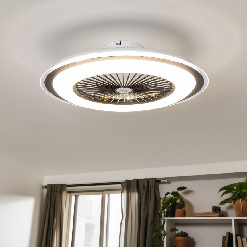 Brilagi - Dimmbare LED-Leuchte mit Ventilator RONDA LED/48W/230V 3000-6000K schwarz + Fernbedienung