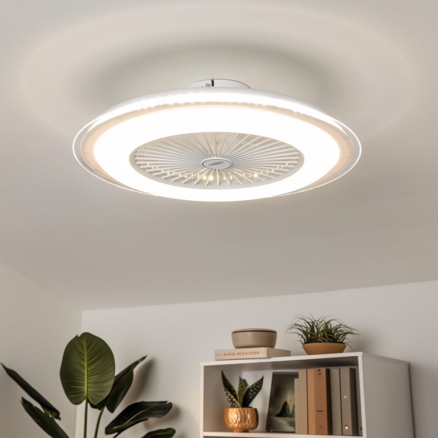 Brilagi - Dimmbare LED-Leuchte mit Ventilator RONDA LED/48W/230V 3000-6000K weiß + Fernbedienung