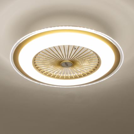 Brilagi - Dimmbare LED-Leuchte mit Ventilator RONDA LED/48W/230V 3000-6000K golden + Fernbedienung