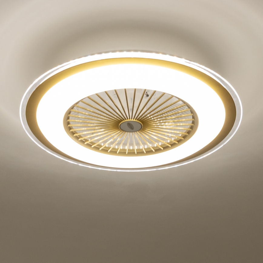 Brilagi - Dimmbare LED-Leuchte mit Ventilator RONDA LED/48W/230V 3000-6000K golden + Fernbedienung