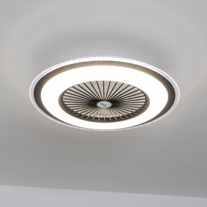 Brilagi - Dimmbare LED-Leuchte mit Ventilator RONDA LED/48W/230V 3000-6000K schwarz + Fernbedienung