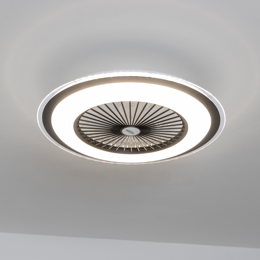 Brilagi - Dimmbare LED-Leuchte mit Ventilator RONDA LED/48W/230V 3000-6000K schwarz + Fernbedienung